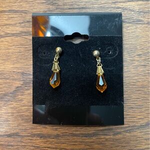 Gold and Amber Drop Earrings